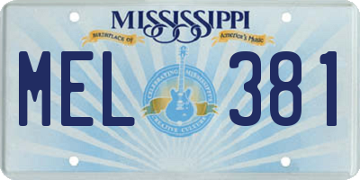 MS license plate MEL381