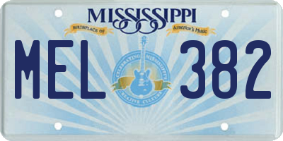 MS license plate MEL382
