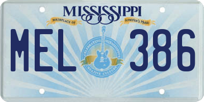 MS license plate MEL386