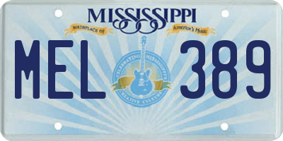 MS license plate MEL389
