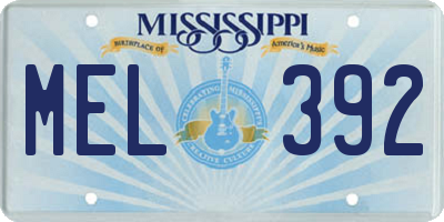 MS license plate MEL392