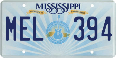 MS license plate MEL394