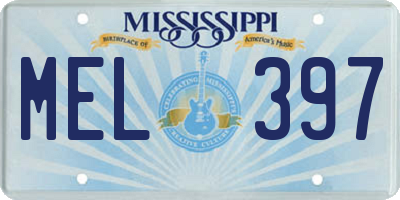 MS license plate MEL397