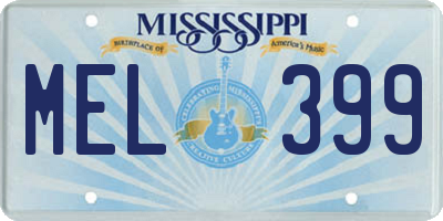 MS license plate MEL399