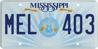 MS license plate MEL403
