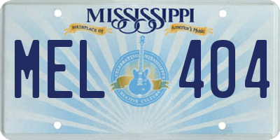 MS license plate MEL404