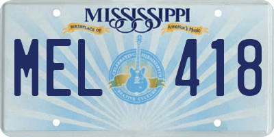 MS license plate MEL418