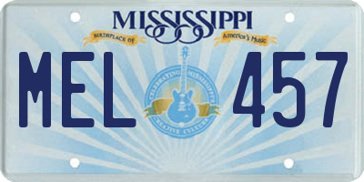 MS license plate MEL457