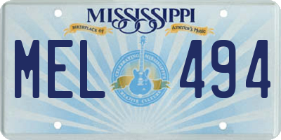 MS license plate MEL494