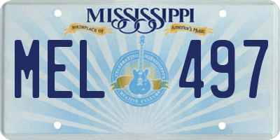 MS license plate MEL497