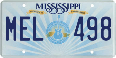 MS license plate MEL498