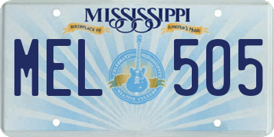 MS license plate MEL505