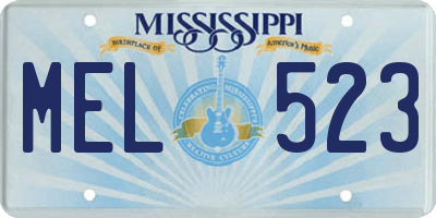 MS license plate MEL523