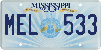 MS license plate MEL533