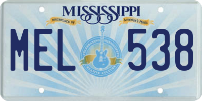 MS license plate MEL538