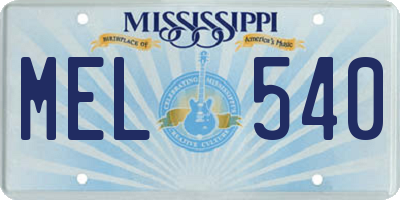 MS license plate MEL540