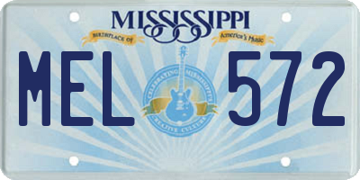 MS license plate MEL572