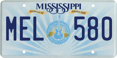 MS license plate MEL580