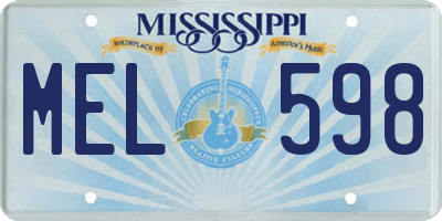 MS license plate MEL598