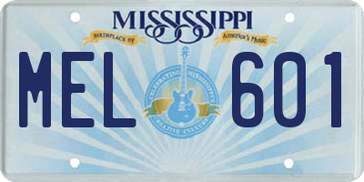 MS license plate MEL601