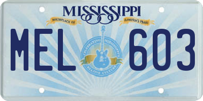 MS license plate MEL603