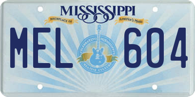 MS license plate MEL604