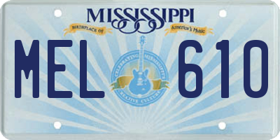 MS license plate MEL610