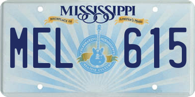 MS license plate MEL615