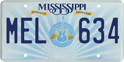 MS license plate MEL634
