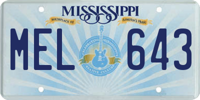 MS license plate MEL643