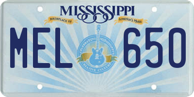 MS license plate MEL650