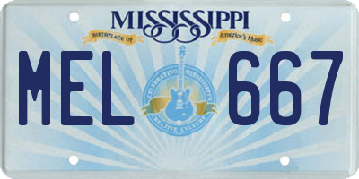 MS license plate MEL667