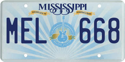 MS license plate MEL668