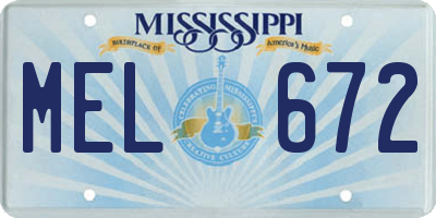 MS license plate MEL672
