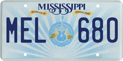 MS license plate MEL680