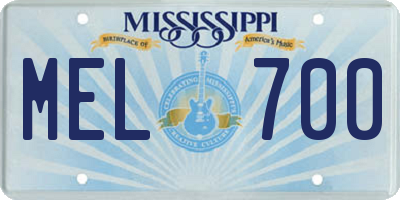 MS license plate MEL700
