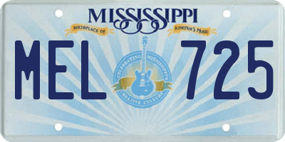 MS license plate MEL725