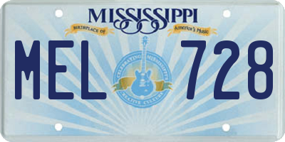 MS license plate MEL728