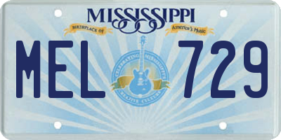 MS license plate MEL729
