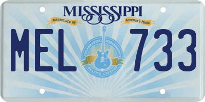 MS license plate MEL733