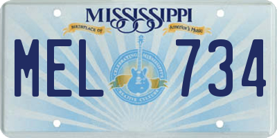 MS license plate MEL734