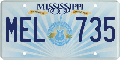 MS license plate MEL735