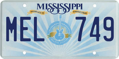 MS license plate MEL749