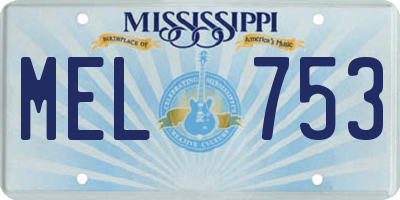MS license plate MEL753