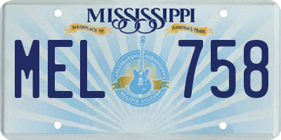 MS license plate MEL758