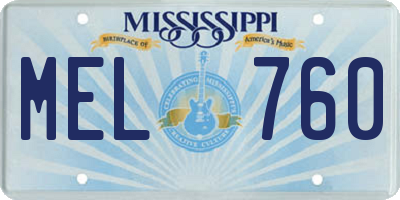 MS license plate MEL760