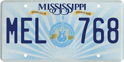 MS license plate MEL768