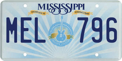 MS license plate MEL796