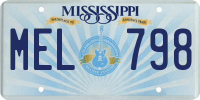 MS license plate MEL798