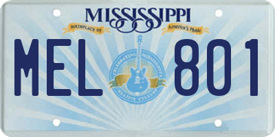 MS license plate MEL801